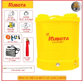 Bình phun thuốc trừ sâu bằng điện KUBOTA 20 lít 12V 12AH 2 bơm