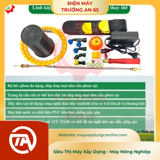 Bình phun thuốc trừ sâu bằng điện KUBOTA 20 lít 12V 12AH 2 bơm