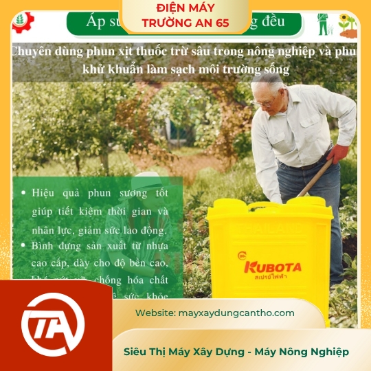 Bình phun thuốc trừ sâu bằng điện KUBOTA 20 lít 12V 12AH 2 bơm